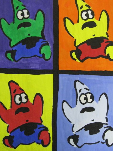 Pop Art Color Scheme, Pop Art Examples, Pop Art School Projects, Pop Art High School, Pop Art Elementary Art Lessons, Middle School Pop Art, Middle School Color Theory Art Lessons, Andy Warhol Art Projects For Middle School, Art Middle School