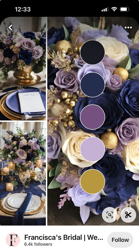 Dark Pastel Wedding, Navy Lavender Color Scheme, Color Schemes For Party, Navy Purple Color Palette, Blue Purple Gold Color Palette, Purple And Blue Wedding, Wedding Color Schemes Purple, Lavender Wedding Colors, Unique Fall Wedding