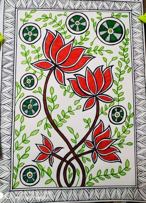 Madhubani Painting For Beginners, Easy Madhubani Art For Beginners, Couples Canvas Painting, Paintings For Beginners, Gond Painting, Loose Belly, Madhubani Paintings, Lotus Painting, Couples Canvas