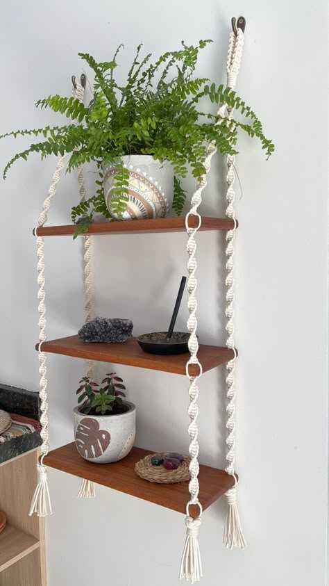 Macrame Shelf Hanger, Macrame Shelf Diy, Macrame Shelves, Macrame Hanging Shelf, Rope Shelf, Macrame Hammock, Macrame Shelf, Macrame Plant Hanger Patterns, Diy Macrame Plant Hanger