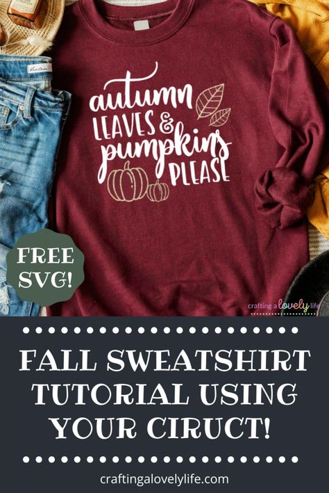 Today I am going to show you how to make this super cute Fall sweatshirt using your Cricut and iron-on vinyl (aka heat transfer vinyl). This Cricut project is super easy and perfect for beginners! Cricut Projects | Cricut Projects Beginner | Easy Cricut Projects | Cricut Tutorial | Cricut Project Ideas | Iron-On Vinyl Tutorial | HTV Tutorial | Glitter Iron-on Tutorial Cricut Sweatshirt How To, Cricut Hoodies Sweatshirts, Diy Sweatshirt Cricut, How To Make Sweatshirts With Cricut, Htv Sweatshirt Ideas, Cricut Projects Sweatshirts, Cricut Fall Sweatshirt Ideas, Vinyl Sweatshirt Ideas Cricut, Diy Hoodies Iron On