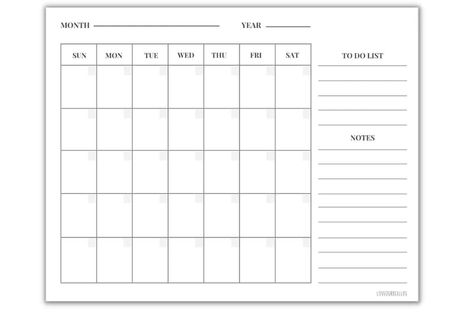 Free Printable Blank Calendar, Camper Organization Rv Living, Calendar With Notes, Undated Monthly Calendar, Blank Calendar Pages, Paper Clutter Organization, Weekly Calendar Template, Blank Monthly Calendar, Blank Calendar Template