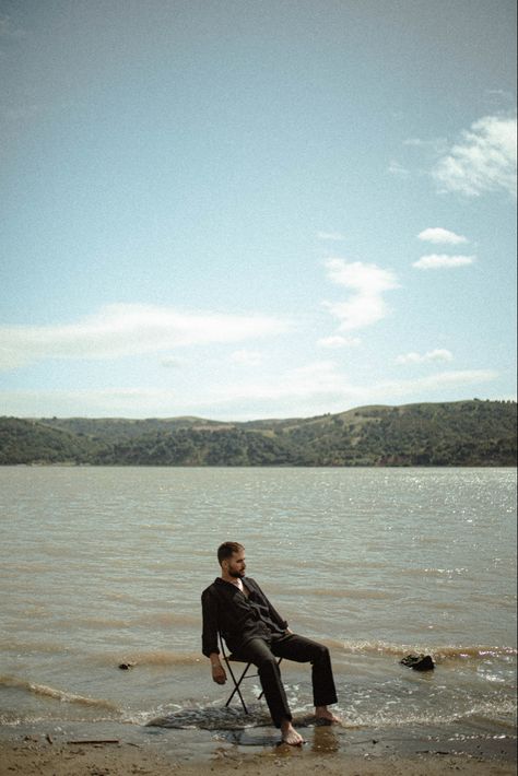 Chair in water photo shoot. Rocio Rivera Photography Avant Garde Photography, Music Photoshoot, Filmmaking Inspiration, Musician Portraits, Lake Photoshoot, Dance Photo Shoot, Water Photo, Mens Photoshoot Poses, Creative Photoshoot Ideas