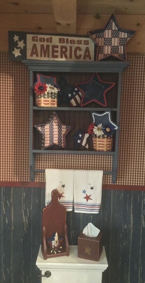 Americana Bathroom, Patriotic Decor, Americana Decor, Patriotic Decorations, 4th Of July