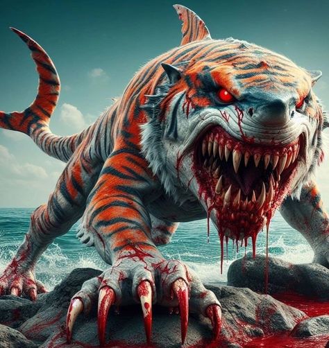 (Ketra) Mutant Tiger Shark Mythical Creatures Fantasy, Dark Creatures, Harley Quinn Artwork, Beast Creature, Shark Art, Tiger Shark, Animal Portraits Art, Mythical Animal, Fantasy Beasts