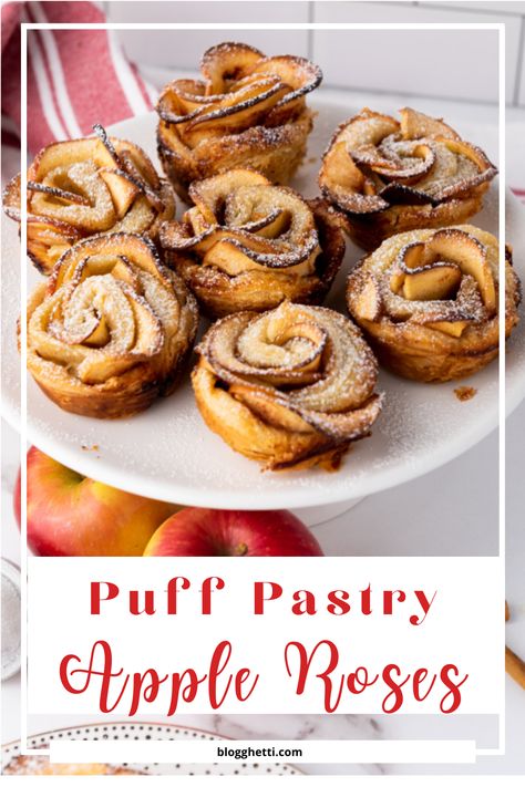 Impress your family and guests with these delicious Puff Pastry Apple Roses. Follow the easy step-by-step tutorial to make these beautiful show-stopping apple roses for your next brunch or Holiday dinner. Puff Pastry Apple Roses, Apple Roses Puff Pastry, Apple Roses Recipe, Puff Pastry Apple, Pepperidge Farm Puff Pastry, Best Pies, Apple Puff Pastry, Apple Rose, Recipes Zucchini