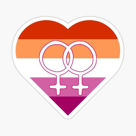 Lesbian Flag Sticker, Gender Symbols, Lesbian Symbol, Lgbtq Jewelry, Lesbian Flag Colors, Girl Symbol, Lesbian Stickers, Pride Heart, Lesbian Pride Flag