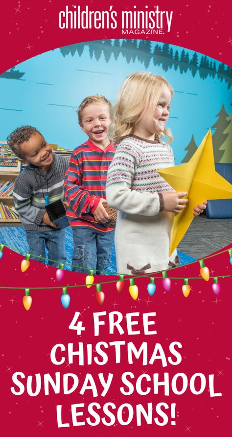 Enjoy these FREE Christmas Sunday school lessons — one for each Sunday leading up to Christmas. Our gift to you! December Bible Lessons For Kids, Christmas Childrens Sermons For Kids, Christmas Lessons For Kids Church, Preschool Christmas Lessons, Christmas Lessons For Teens, December Sunday School Lessons For Kids, Christmas Lessons For Childrens Church, Sunday School Christmas Lessons, Sunday School Christmas Games