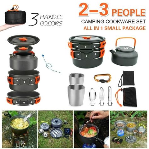 Caddy Camping, Camping Pot, Camping Utensils, Cooking Kit, Mess Kit, Camping Grill, Camping Cookware, Camping Set, Pots And Pans Sets