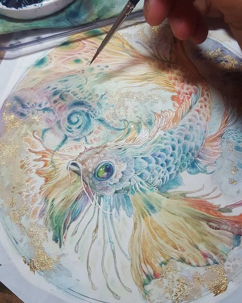 Shadowscapes - Stephanie Pui-Mun Law : Photo Law Art, Stephanie Law, Watercolor Inspiration, Fish Art, Watercolor And Ink, Watercolor Illustration, Drawing Inspiration, Painting Inspiration, Art Lessons