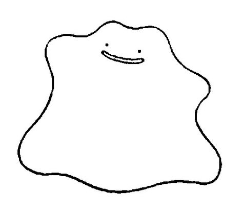 Ditto Easy Pokemon Tattoo, Pokémon Outline, Ditto Tattoo Pokemon, Dido Pokemon, Ditto Drawing, Ditto Tattoo, Pokemon Line Art, Pokemon Outline, Pokemon Drawings Sketches