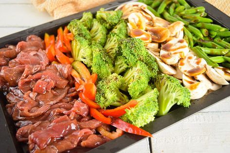 Easy Sheet Pan Beef Teriyaki Sheet Pan Hibachi, Stir Fry Sheet Pan, Sheet Pan Beef And Broccoli, Sheet Pan Beef, Beef Teriyaki, College Cooking, Teriyaki Recipe, Pan Cooking, Sheet Pan Dinners Recipes