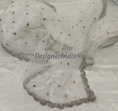 Check out this item in my Etsy shop https://www.etsy.com/uk/listing/660500723/indian-pakistani-designer-white-with White Dupatta Designs With Lace, Net Shawl Designs, Net Duppata Designs, White Dupatta Designs, Work Dupatta Designs, Dupata Laces, Net Dupatta Designs Ideas, Duppata Designer Lace, Duppattas Designs Ideas With Lace