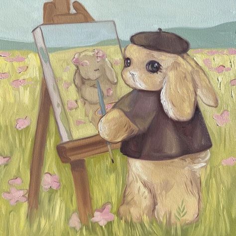 Artist Prints, Bel Art, Bunny Painting, Art Mignon, Cute Paintings, Fairytale Art, Print Artist, Funky Art, الرسومات اللطيفة