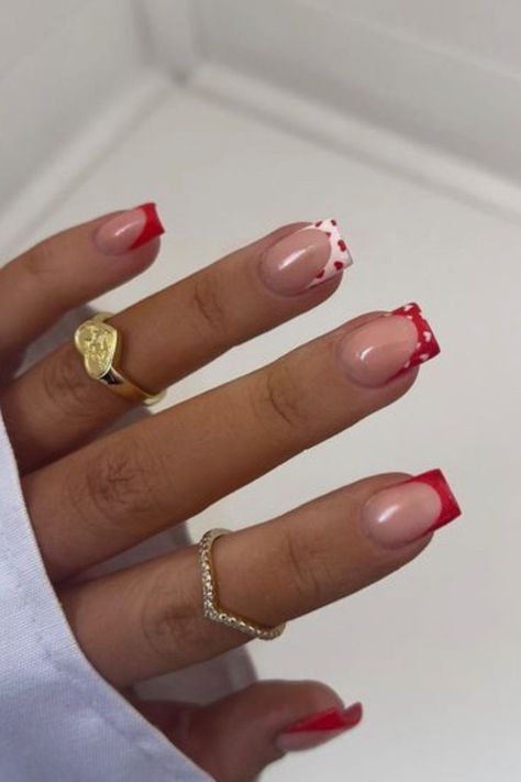 Valentine's mani ❤️💅🏻 Short Acrylic Nails For Valentines Day, Short Cute Nails Valentines, Short Nails Inspiration Valentines Day, Valentines Nails Acrylic Short Square, Square French Valentine Nails, Valentines Builder Gel Nails, Valentines Biab Nails Short, Short Nails Inspo Valentines, Biab Nails Valentines