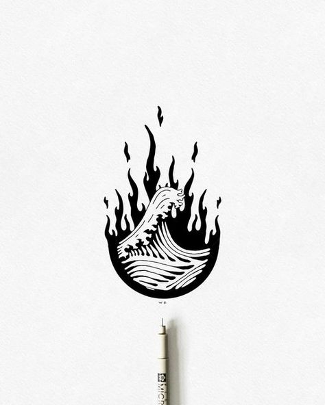 Come Hell Or High Water Tattoo, Hell Or High Water Tattoo, Hell Or High Water, Tattoo 2023, Surf Tattoo, Small Tats, Yin Yang Tattoos, Water Tattoo, Western Tattoos