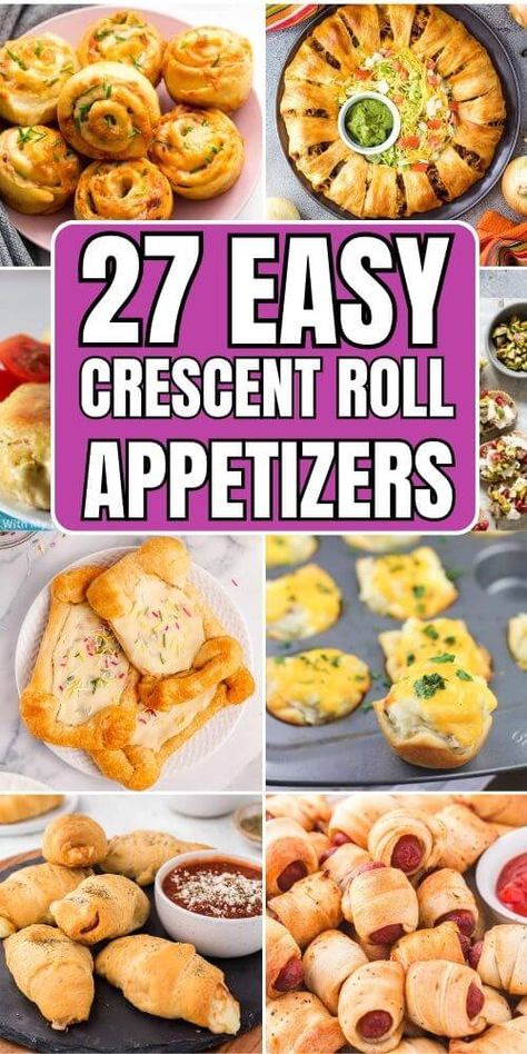 Appetizers With Crescent Rolls, Easy Crescent Roll Appetizers, Crescent Roll Snacks, Crescent Roll Recipes Appetizers, Roll Appetizers, Pillsbury Crescent Recipes, Pillsbury Crescent Roll Recipes, Crescent Roll Recipes Dinner, Recipes Using Crescent Rolls