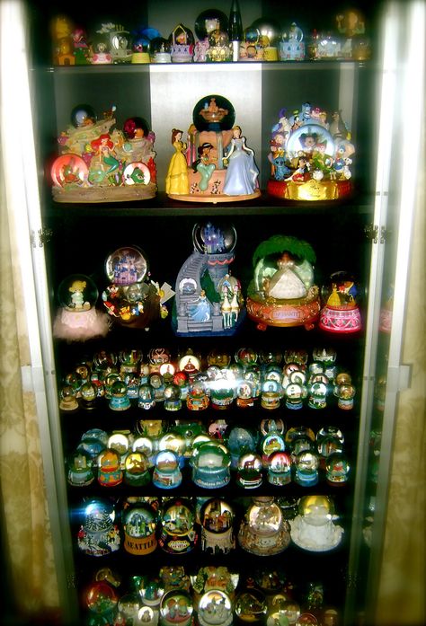 Snow Globe Collection Display, Globe Collection Display, Snow Globe Collection, Snow Globes For Sale, Snowglobe Collection, Travel Display, Nyc Snow, Globe Collection, Disney Snowglobes