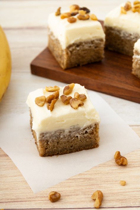 Banana Bread Bars, The Cookin Chicks, Banana Bars, Cream Cheese Muffins, Banana Nut, With Cream Cheese Frosting, Banana Cake, Mini Muffins, Banana Bread Recipes