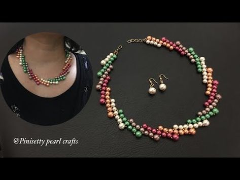 (25) multi color pearl necklace making/rainbow pearl necklace tutorial/pearl wavy necklace set/earrings - YouTube Beaded Pearl Necklace Diy, Multi-strand Pearl Necklace For Jewelry Making, Colorful Multi-strand Pearl Beaded Necklaces, Pearl Necklace Making, Multicolor Multi-strand Pearl Necklace Gift, Rainbow Colorful Beads Pearl Necklace, Multicolor Multi-strand Pearl Necklace For Gifts, Diwali Jewellery, Color Pearl Necklace