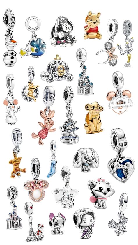 Pandora x Disney bracelet charms #pandora #pandoracharms #pandorabracelet #jewelry #disney Disney Pandora Bracelet, Charms Disney, Spiderwick Chronicles, Disney Pandora, Gold Pandora, Pandora Red, Pandora Charms Disney, Pandora Bracelet Designs, Disney Bracelet