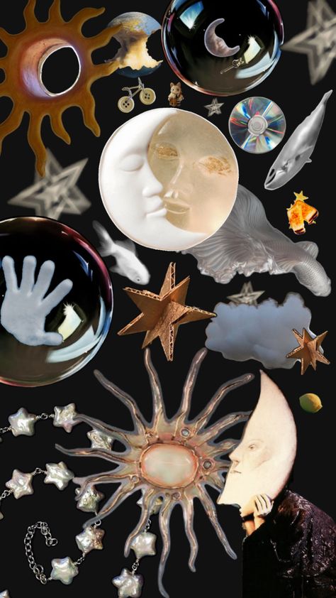 several suns and moons and stars, bubbles and clouds and fish I Spy Books, Drawing Ideas List, Book Background, Escape Room Game, Dark Wedding, Book Wallpaper, Picture Collage Wall, Art Wallpaper Iphone, I Spy