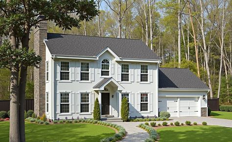 Colonial house plan 3-247. This floor plan design is 2151 sq ft and features 5 bedrooms and 3 bathrooms. Colonial Floor Plans, Exclusive House Plan, Colonial Style House Plans, House Journal, Blueprint Pictures, Colonial House Plans, Colonial Design, Living Room Loft, Roof Types