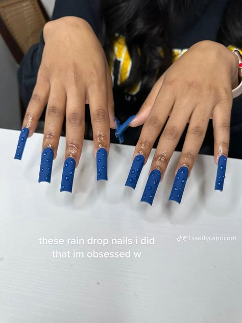 Rain Drop Nails Design, Rain Drop Nails, Raindrop Nails, Drop Nails, Blue Rain, Nail Jewelry, Rain Drops, Nails Design, Blue Nails