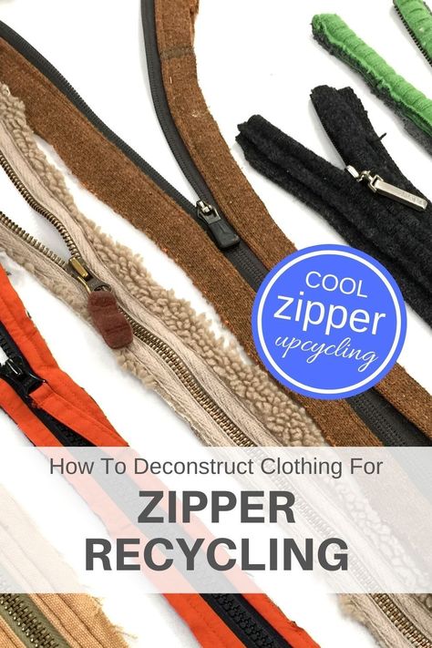 Learn how easy it is to take a zipper out of upcycled clothing for other cool sewing projects! Video tutorial #upcycledclothing #repurposedclothing #repurposed #recycling #recycledzippers #zipperrecycling #repurposedzippers #janhowell #usedzippers #upcycledzippers Zipper Alternative, Zipper Replacement Diy, How To Replace A Zipper, Cool Sewing Projects, Upcycle Zippers, Denim Patchwork Quilt, Eco-friendly Upcycled Bags For Daily Use, Reuse Jeans, Zipper Binder