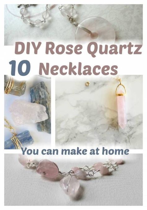 These necklaces all have one thing in common, they are all made using rose quartz crystals. Crystals are a favorite amongst modern-day jewelry makers so we thought we would share all these tutorials. Is Rose Quartz magical?  #rosequartz #crystals #crystaldiy #neckalces #handmade #jewelry #jewellery Featured on CraftGossip.com and reviewed by our team of Editors. #craft #diy Quartz Necklace Diy, Stone Necklace Diy, Spirit Quartz Necklace, Raw Rose Quartz Necklace, Raw Quartz Necklace, Bohemian Diy, Agate Slice Necklace, Rose Quartz Necklace Pendants, Clear Quartz Necklace