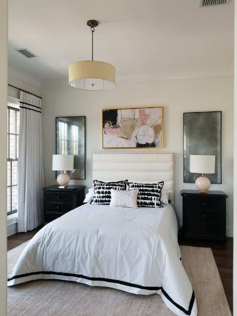 Bedside Mirrors Wall, Bedside Table With Mirror Above, Bed With Mirror On Side, Mirrors Behind Nightstands, Bedrooms With Mirrors Behind Nightstands, Nightstand Mirror, Nightstands With Mirrors Behind, Bedroom Mirrors Above Nightstands, Bedroom With Mirrors On Each Side Of Bed