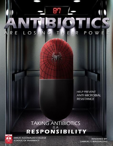 Taking antibiotics is not just a way to get well.  You also have a responsibility to take them correctly so we can save the future generations from Anti-Microbial resistant strains of bacteria. Antimicrobial Resistance Poster, Anti Microbial Resistance Poster, World Antibiotic Awareness Week, Antibiotics Resistance, How To Prevent Communicable Diseases Poster, Spiderman Web, Pharmacy School, Natural Antibiotics, Awareness Campaign