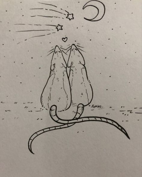 Rat Dancing Drawing, Mouse Aesthetic Drawing, Cute Rats Aesthetic Drawing, Rats Cute Drawing, Two Rats Tattoo, Rat Outline Tattoo, Rat Line Art, Cat And Mouse Tattoo, How To Draw A Rat