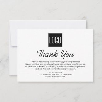 Business thank you for your purchase custom logo | Zazzle.com Client Thank You Note, Thanks Card For Customer Design, Thank You Notes For Customers Cute Ideas, Thank You Cards Messages Business, Thank You Notes For Customers, Thanks Card For Customer, Thank You Card Business, Business Thank You Notes, Appreciation Note