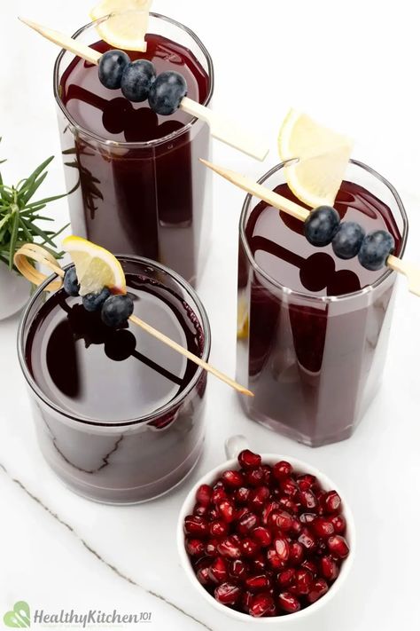 Blueberry Juice Recipe, Pomegranate Drinks, Infused Treats, Light Side Dishes, Blueberry Pomegranate, Blueberry Mint, Healthy Eating Guidelines, Blueberry Juice, Juice Recipe