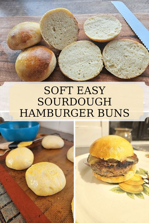 Sourdough Discard Hamburger Bun Recipe (No Kneading) - The homey lif3 Easy Sourdough Hamburger Buns, Soft Sourdough Hamburger Buns, Sourdough Hamburger Buns Quick, Sourdough Buns Recipes, Sourdough Hamburger Bun Recipe, Hamburger Bun Recipes, Sourdough Discard Hamburger Buns, Sourdough Hamburger Buns, Sourdough Buns