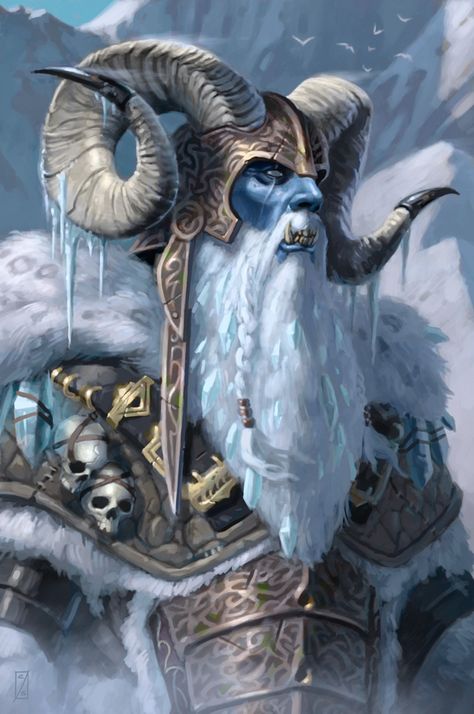 Frost Giant Jarl by Artist Unknown  Auction your comics on http://www.comicbazaar.co.uk Fantasy Monster, Art Et Illustration, Fantasy Warrior, Arte Fantasy, Fantasy Rpg, Art And Illustration, Norse Mythology, Drawing Tutorials, Fantasy Artwork