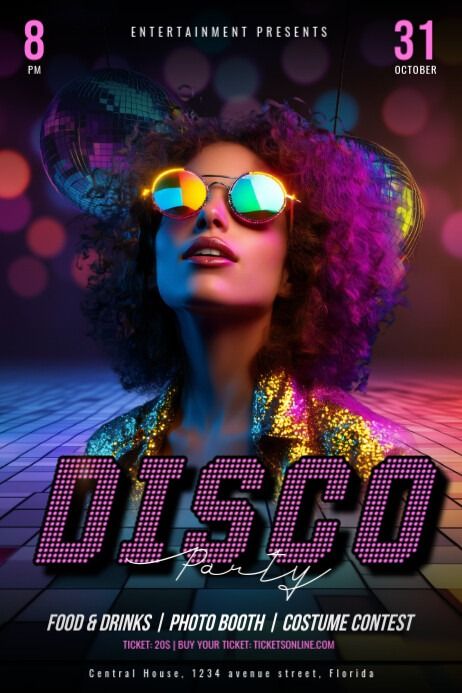 Black Maximalist Disco Party Poster | PosterMyWall Disco Flyer Design, Disco Poster Design, Disco Party Poster, Disco Flyer, Disco Poster, 70s Disco Party, Halloween Party Flyer, Linkedin Background Image, Kindle Book Cover