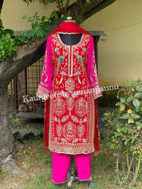 Dogri Suit Designs Jammu, Nani Maa, Ladies Suit Design, Plazo Suits, Latest Punjabi Suits, Punjabi Suits Party Wear, Layer Dresses, Dupatta Design, Bridal Suit