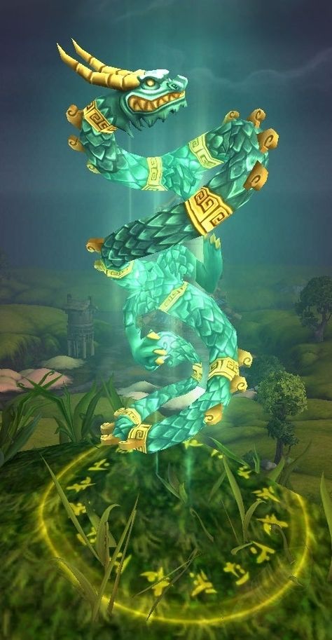 Summon Jade Serpent Statue Serpent Statue, Jade Dragon, Mist, Jade, Ghost, Target, Healing, Statue, Green