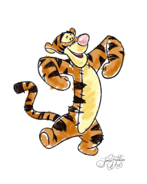 "T-i-double-'g'-er! That spells Tigger!" 🐅🧡🖤 ____________________ For Commissions & Prints, email 📩 jamesfransham.art@gmail.com… How To Draw Tigger, Disney Tiger, Winnie The Pooh Tattoos, Disney Inspired Tattoos, Winnie The Pooh Drawing, Tigger Disney, Tigger Winnie The Pooh, Tiger Drawing, Winnie The Pooh Pictures