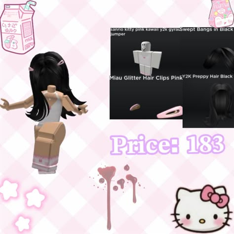 Fit belongs to; jtvxe Hello Kitty Roblox Avatars, Preppy Desktop, Avatar Outfits, Cute Cheap Outfits, Iphone Wallpaper Preppy, Code Roblox, Skin Roblox, Hood Girls, Outfits Roblox