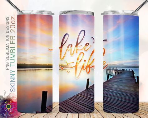 Lake Png, Sunset Lake, Cherry Blossom Background, Tumbler 20oz, Png Sublimation Designs, Lake Sunset, Art Deco Patterns, At The Lake, Lake Life