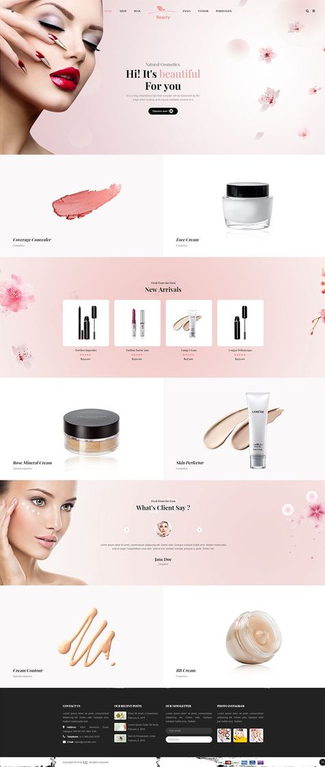 Website Layout Template, Nordic Beauty, Cosmetic Web, Beauty Web, Wordpress Ecommerce Theme, Agency Website Design, Cosmetics Store, Template Wordpress, Websites Design