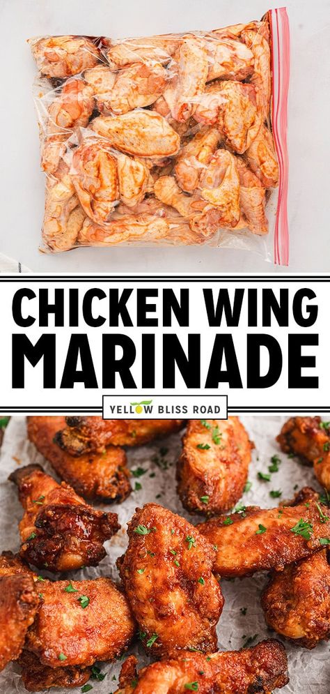 Chicken Wing Marinade Easy Chicken Wing Marinade, Chicken Wing Marinade Overnight, Wings Marinade Recipe, Marinade For Chicken Wings Oven Baked, Marinating Chicken Wings, Marinade For Wings, Chicken Wing Marinade Air Fryer, Wing Dinner Meals, Chicken Wings Marinade Recipes