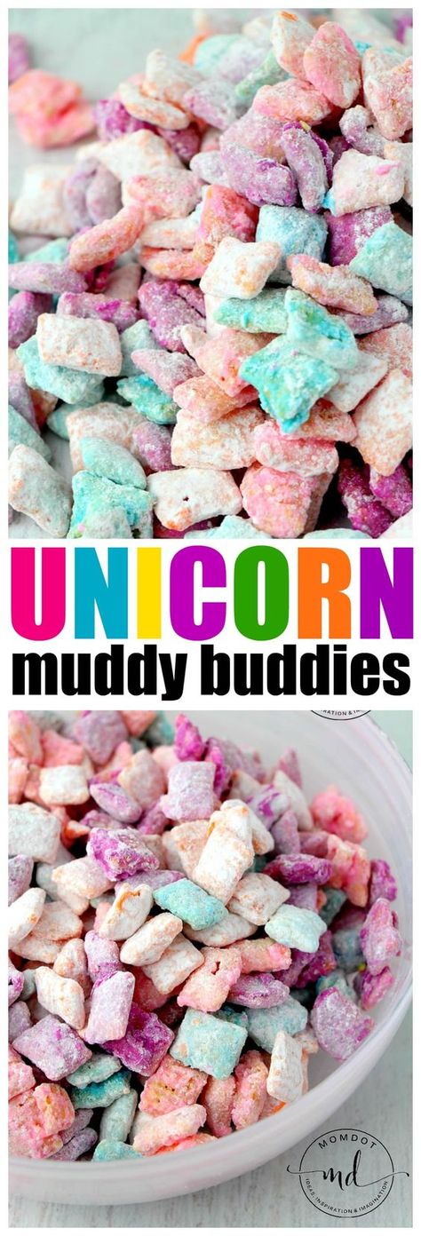 Unicorn Poop Muddy Buddies: Easy Chex Mix Muddy Buddy Recipe for a rainbow unicorn treat, fun, quick, easy! Tie Dye Pretzels, Muddy Buddy Recipe, Chex Mix Muddy Buddies, Unicorn Food, Muddy Buddies Recipe, Muddy Buddy, Unicorn Treats, Colorful Desserts, Unicorn Poop