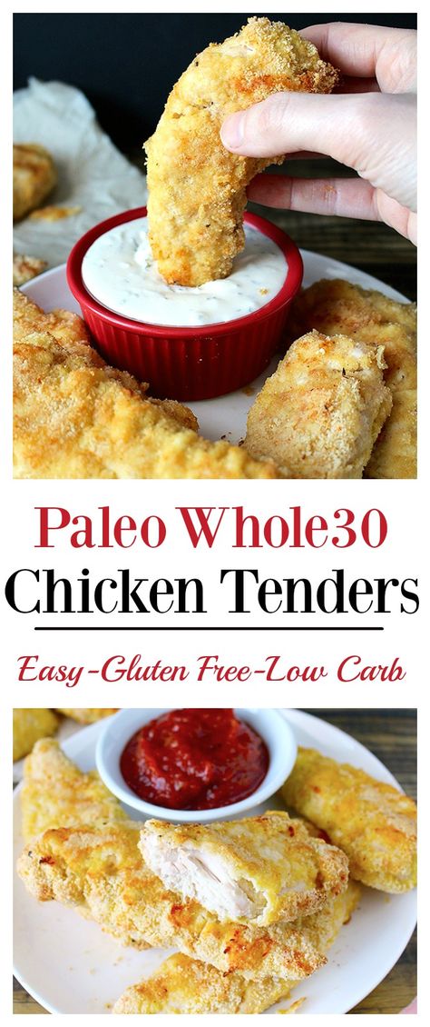 Paleo Whole30 Chicken Tenders- easy, quick, and so delicious!! The popular meal made gluten free, dairy free, and low carb! Whole 30 Chicken, Whole30 Chicken, Whole 30 Diet, Resep Diet, Paleo Diet Recipes, Recipe 30, Paleo Chicken, Paleo Whole 30, Think Food