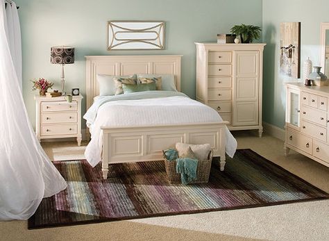 Somerset Bedroom Furniture Collection Cream Color Bedroom, Colored Bedroom, Cream Bedroom Furniture, Bedroom Paint Colors Master, Cream Bedrooms, White Bed Sheets, Painted Bedroom Furniture, Raymour And Flanigan, Queen Panel Beds