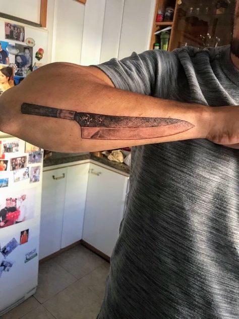 My special tattoo as my special soul Japanese Chef Knife Tattoo, Tattoos For Chefs, Chef Knife Tattoo, Special Tattoo, Chef Tattoo, Knife Tattoo, Special Tattoos, Japanese Chef, Japanese Knife