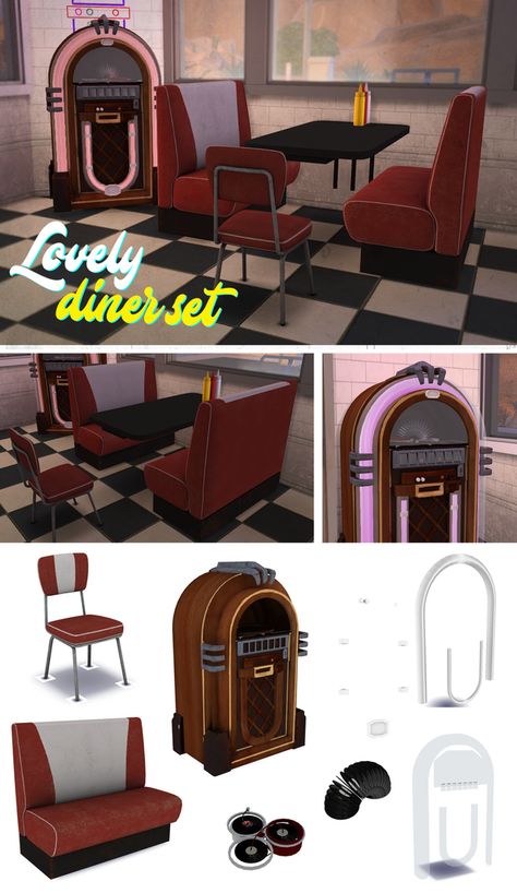 Sims 4 Cc Maxis Match Furniture Retro, The Sims 4 Retro Cc, Sims 4 Diner Cc, Retro Sims 4 Cc, Sims 4 Restaurant Cc, Sims 4 Retro Cc, Sims 4 80s Cc, Sims 4 80s, Sims 4 Retro